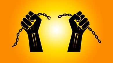 29416248 Chains Broken Off By Hands Stock Vector