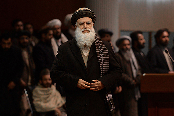 Image: afghan presidential candidate and former islamist warlord abdul rasul sayyaf.