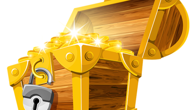 Gold coins treasure chest clipart picture