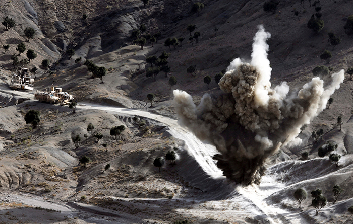 File photo: u.s soldiers blow up a roadside bomb near the town of walli was in paktika province